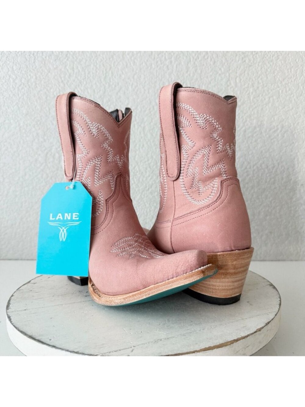 Lane SMOKESHOW Pink Cowboy Booties Western Cowgirl Womens Short Ankle Boots 6